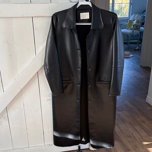 Elegant Black Leather Women's Coat